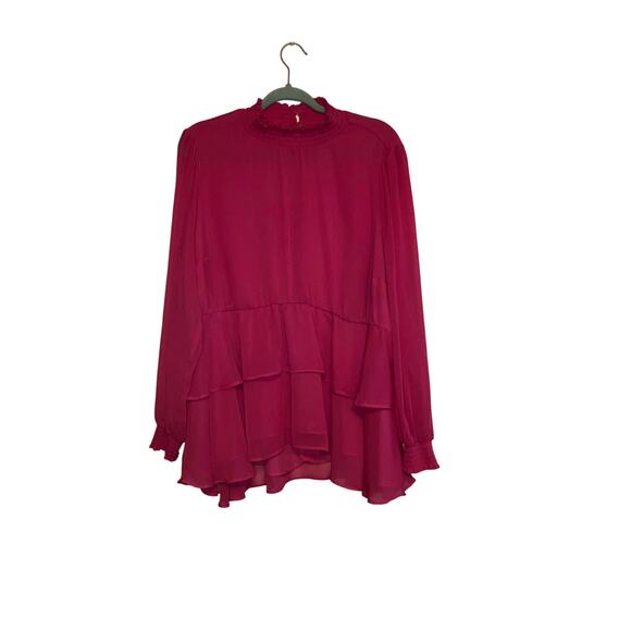 Torrid pink ruffle blouse size 2X sheer sleeves - Picture 1 of 8